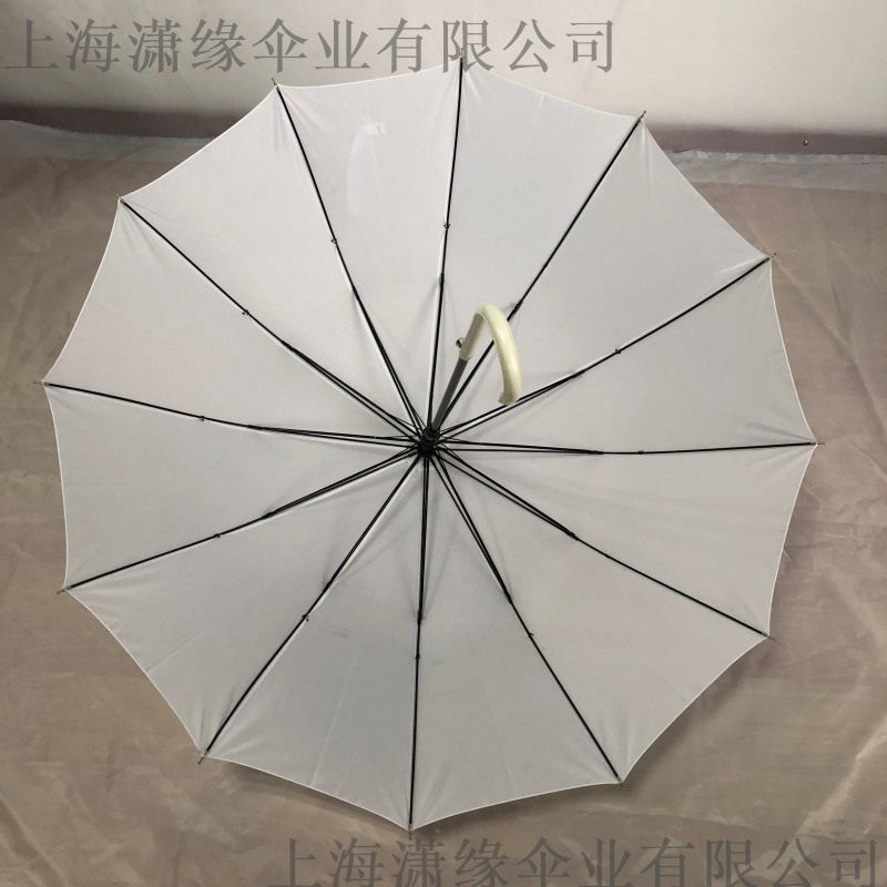 廠家定制純白色直桿晴雨傘、自動純色長柄傘定制印刷LOGO
