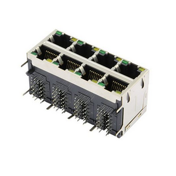 HR912408A 2X4 RJ45集成百兆濾波器 帶燈帶彈片 帶濾波器 網(wǎng)絡(luò)連接器