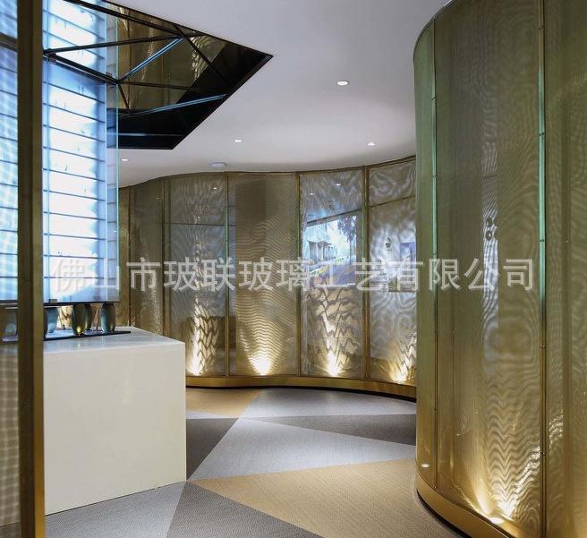 工藝玻璃屏風(fēng) 隔斷墻 夾絲 夾娟 雙層 藝術(shù)玻璃