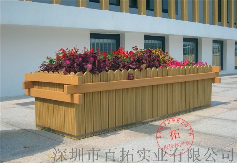 戶(hù)外長(zhǎng)方形景觀花箱售樓部園藝花槽花架馬路防腐木花箱